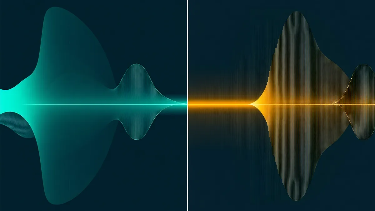 Two diverging signal waveforms representing usage and sentiment data streams