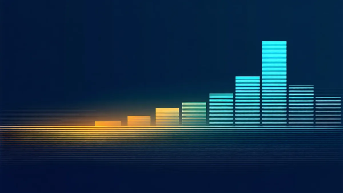 Abstract bar chart with ascending retention benchmark gradient