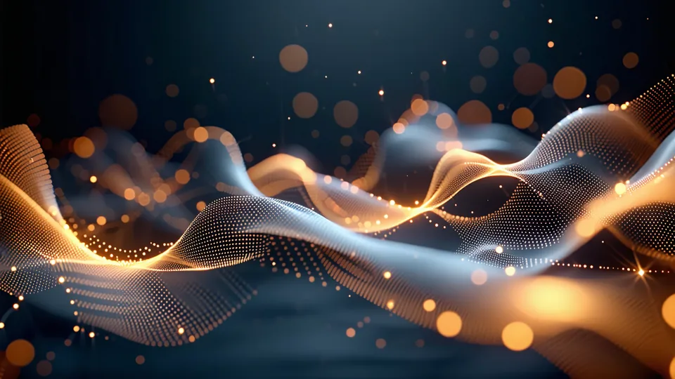 Abstract visualization of support ticket sentiment analysis — flowing data with warm amber risk-signal indicators